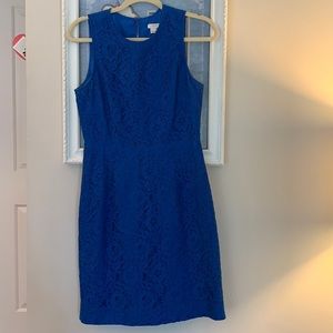 J.crew blue lace dress with keyhole back